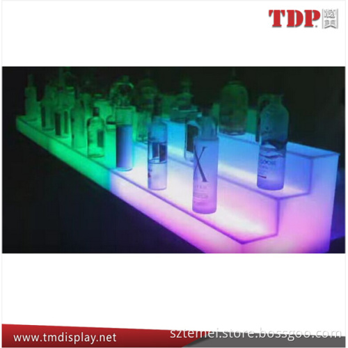 RGB remote controlling LED Lighted Acrylic Back Bar Liquor Shelves with led lighting
